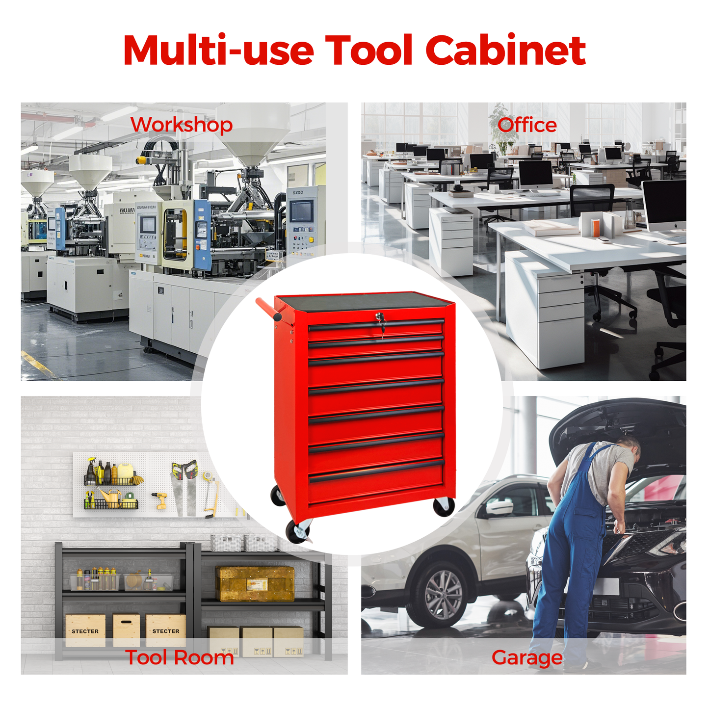 Rolling Metal Tool Chest with 7 Drawers