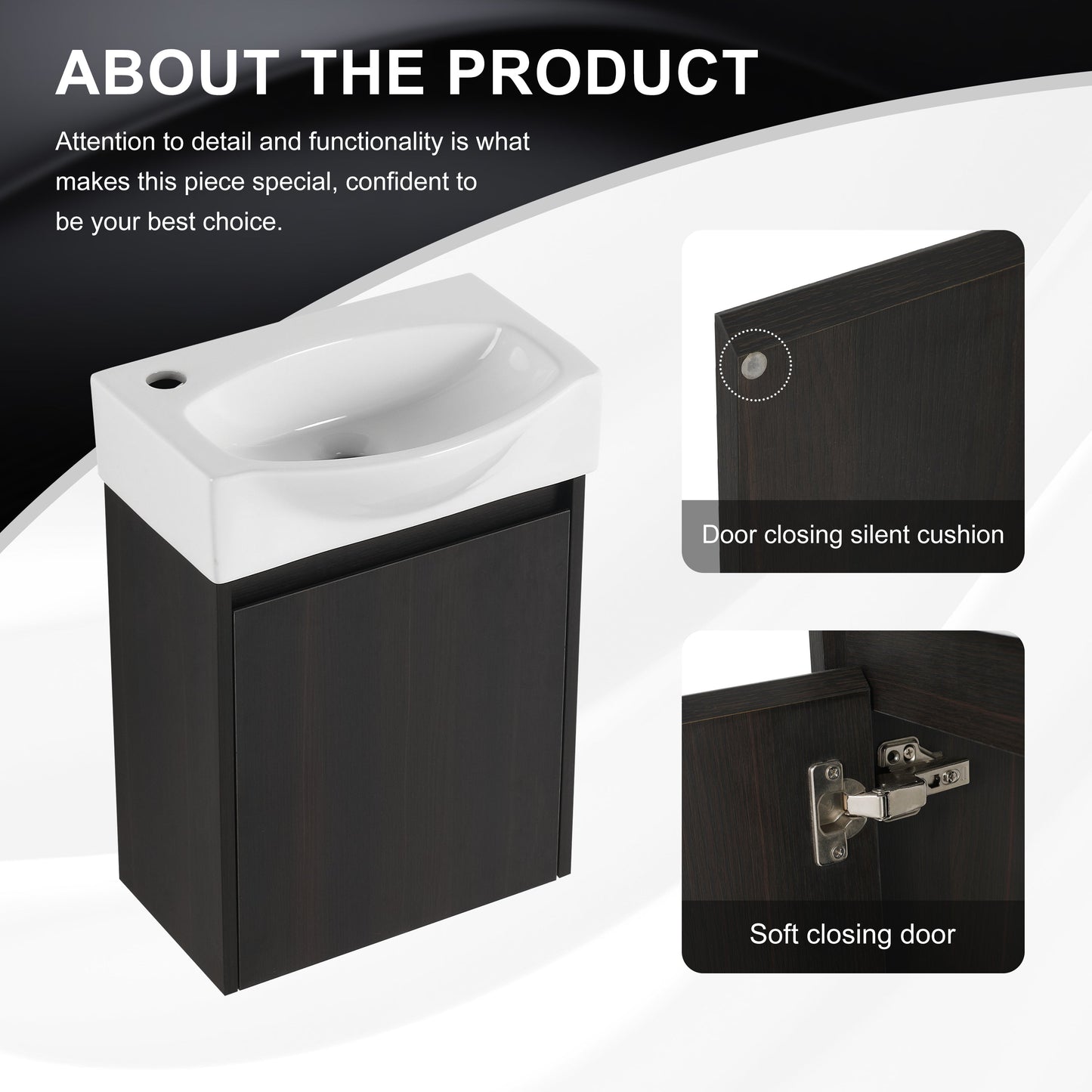 16" Bathroom Vanity Sink Combo for Small Space