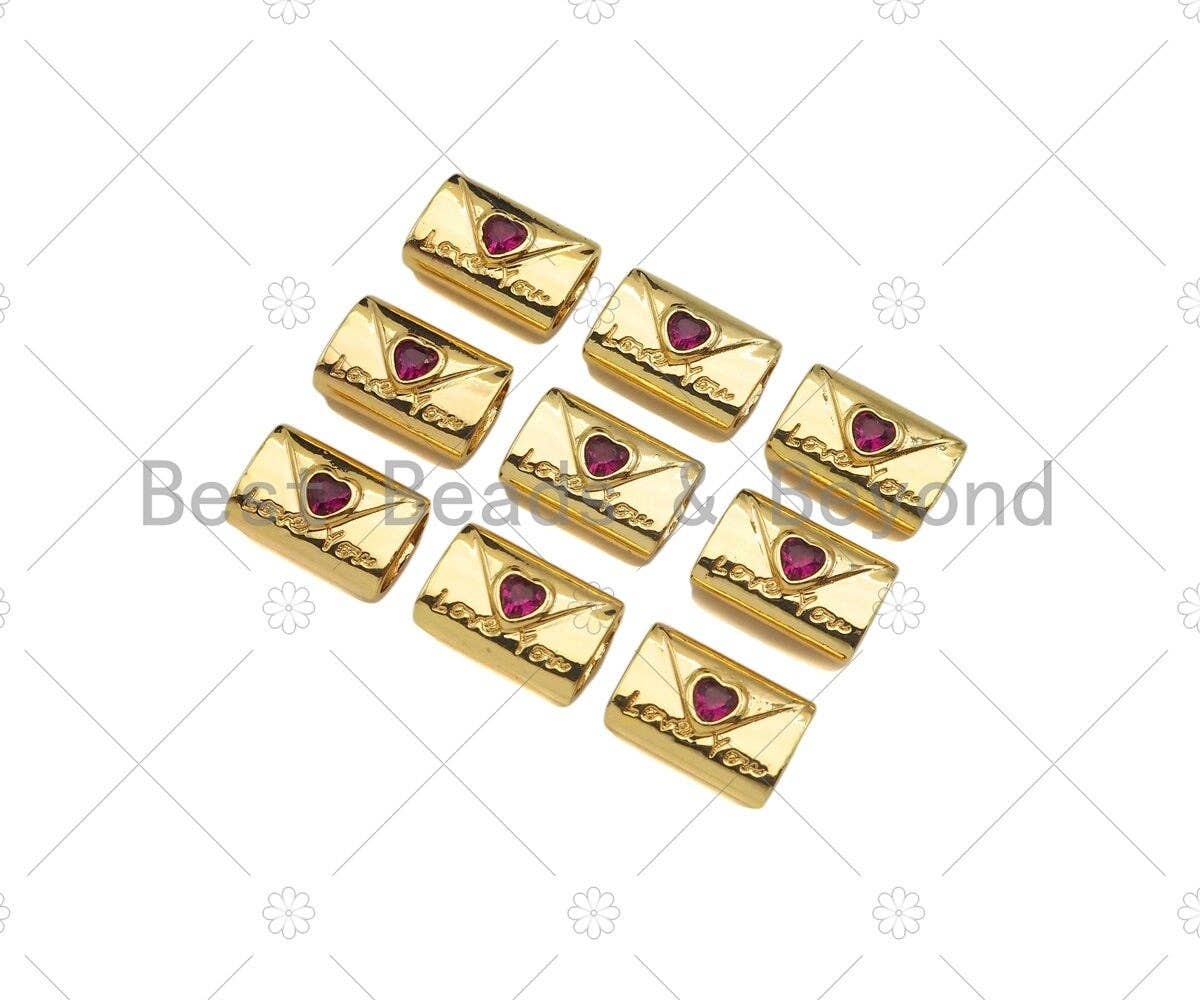 Fuchsia Heart Envelope charm, purse charm, Sku#ZX01