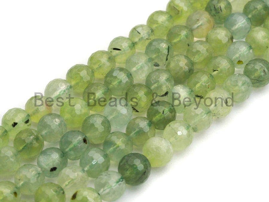 Quality Natural Prehnite beads, Round Faceted 6mm/8mm/10mm/12mm, 15.5" full strand, sku#U485