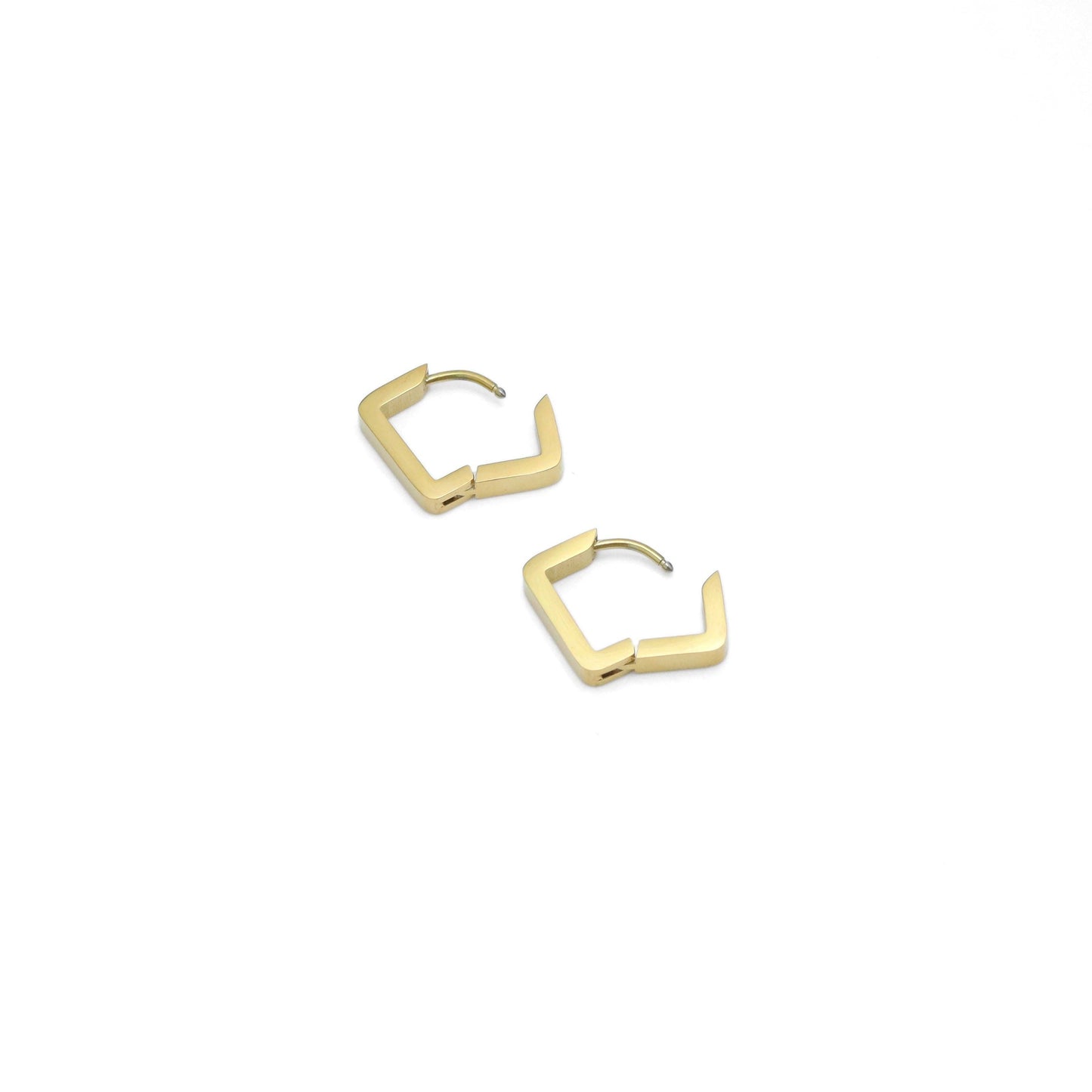 Gold Square Diamond Shape Geometry Huggie Earrings, Sku#A254