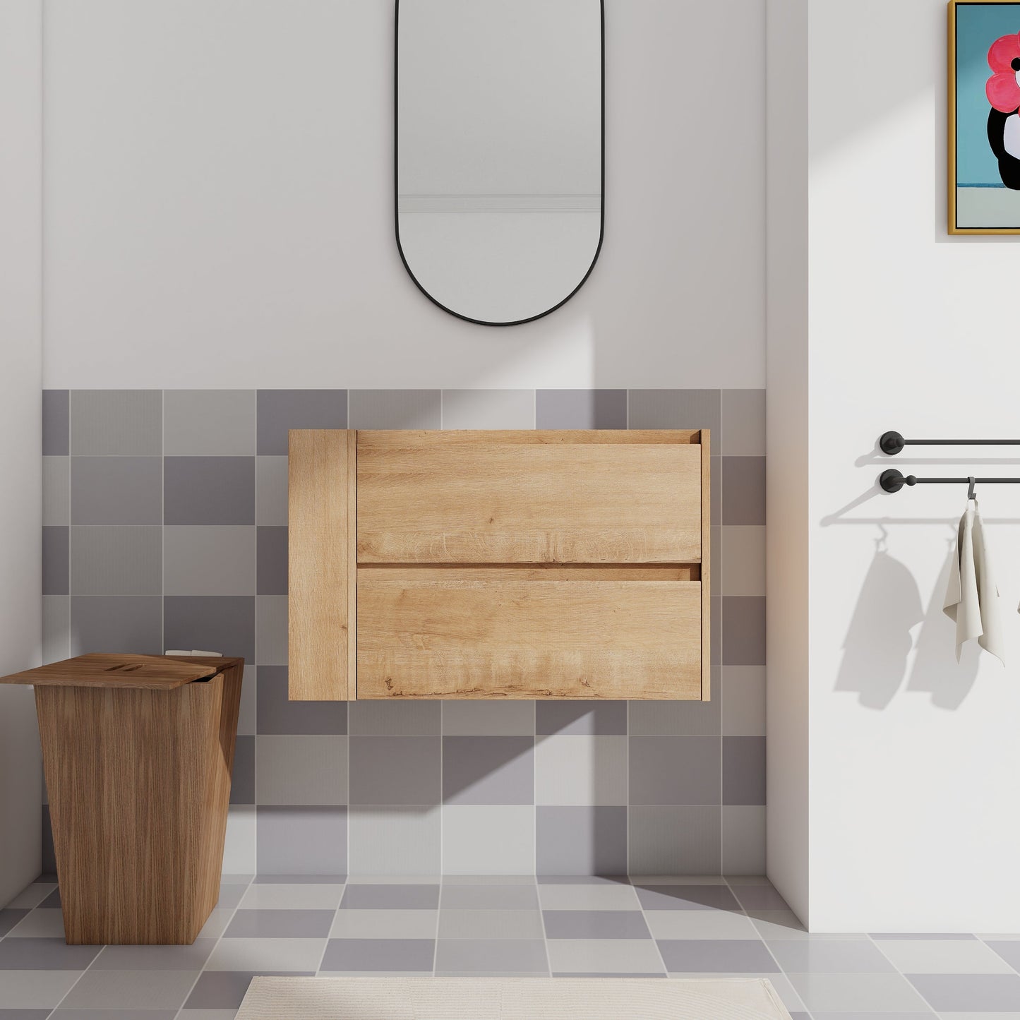 30" Wall Mounting Bathroom Vanity, Soft Close Drawer