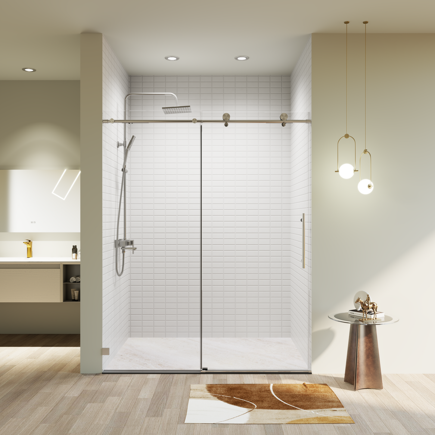 Frameless Single Sliding Shower Doors - 56-60" W x 74" H
