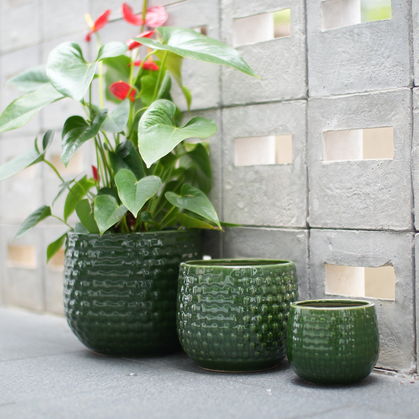 Handmade Glazed Ceramic Planter Set of 3
