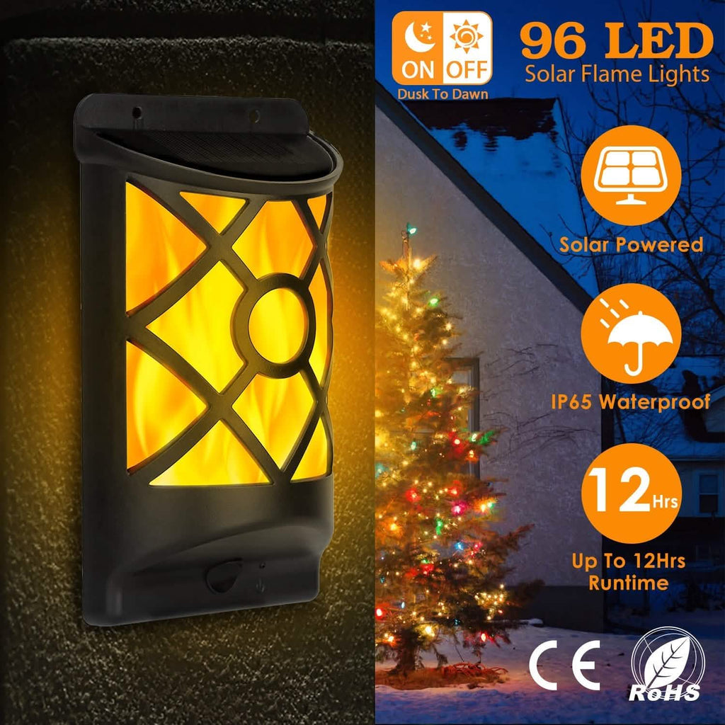 96 LEDs Waterproof Flame Solar Lights Outdoor