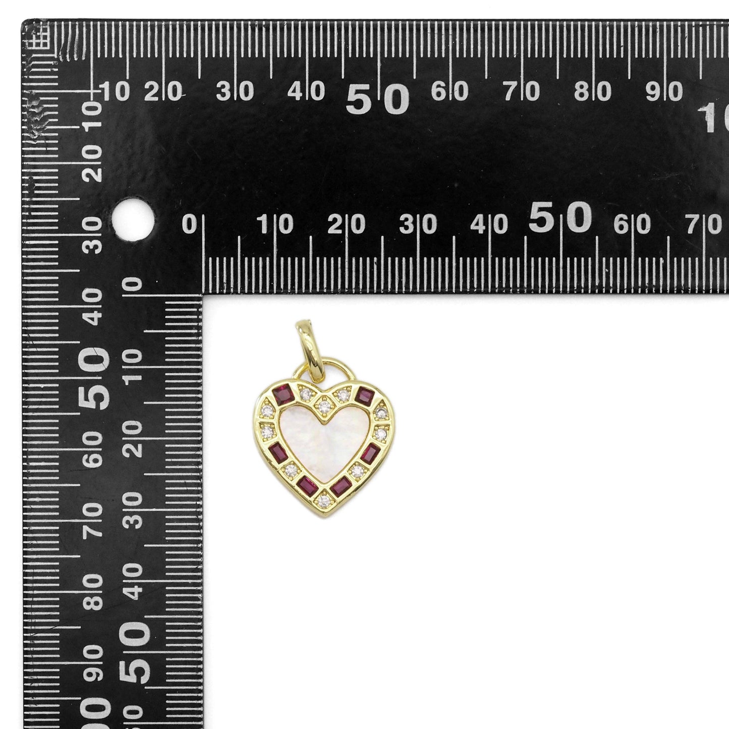 Pearl CZ Heart Charm, Sku#LX301