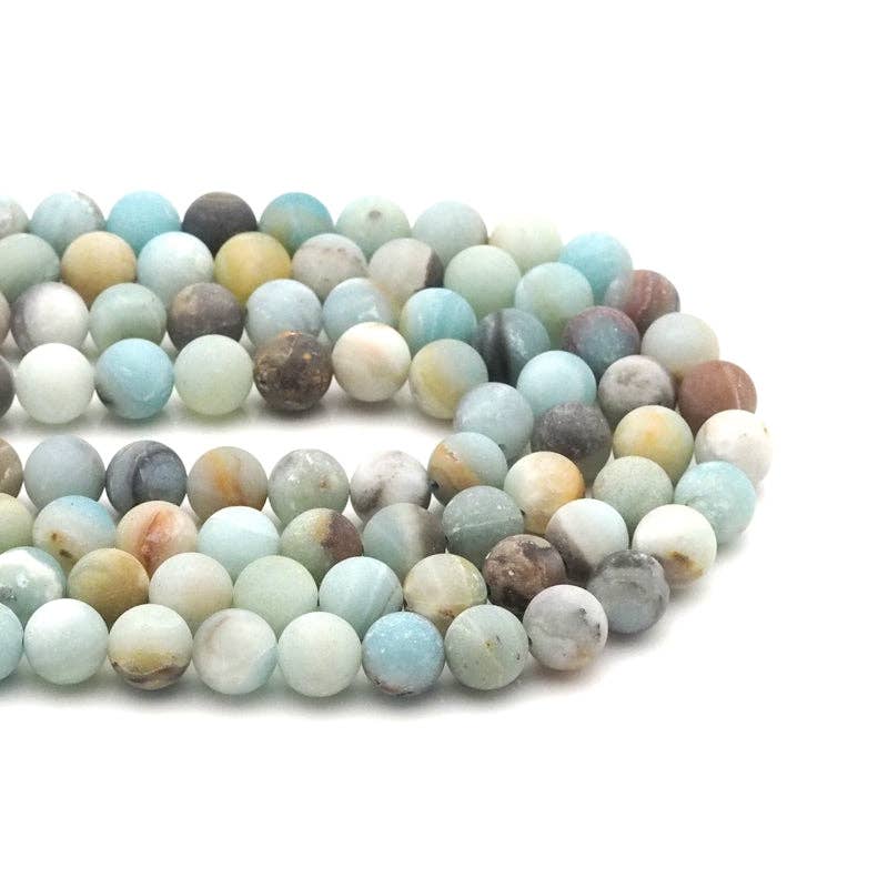 Genuine Matt Amazonite Round Smooth Beads, 6mm/8mm/10mm, Sku#U1556