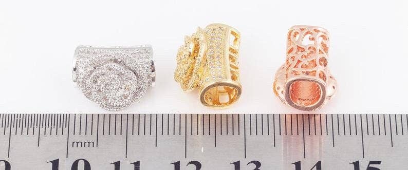 CZ Micro Pave Rose Flower Tube Spacer beads,sku#N55