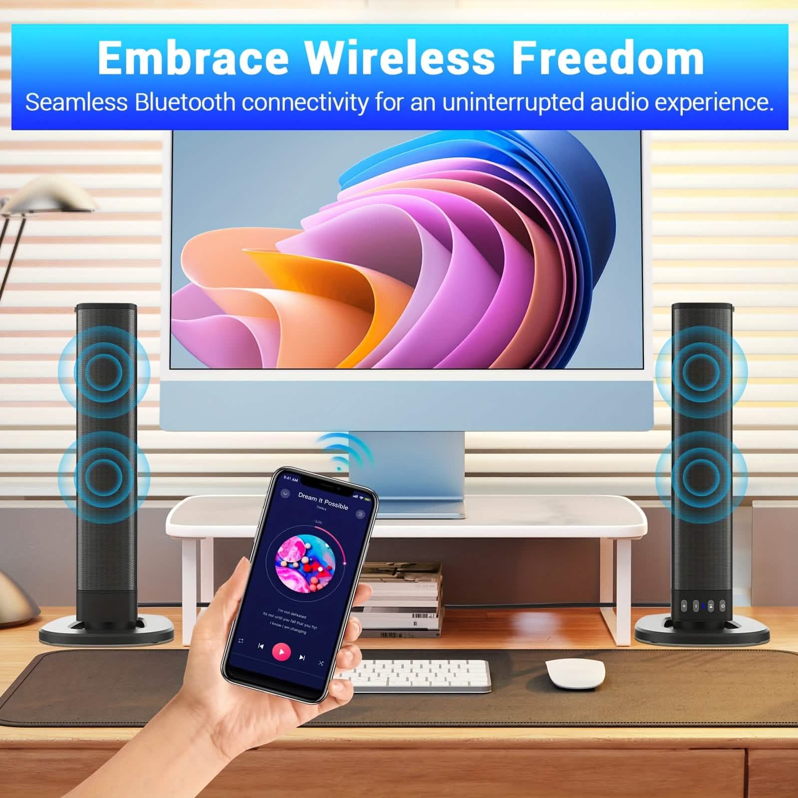 Barre de son sans fil pour TV – Haut-parleur Bluetooth détachable 2 en 1