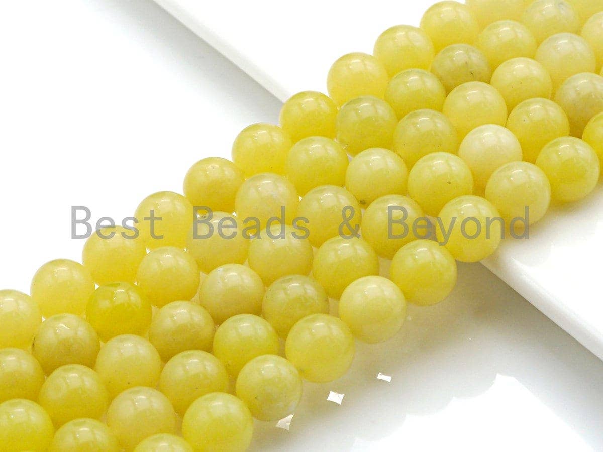 Natural Lemon Jade Round Smooth Beads, Sku#U642