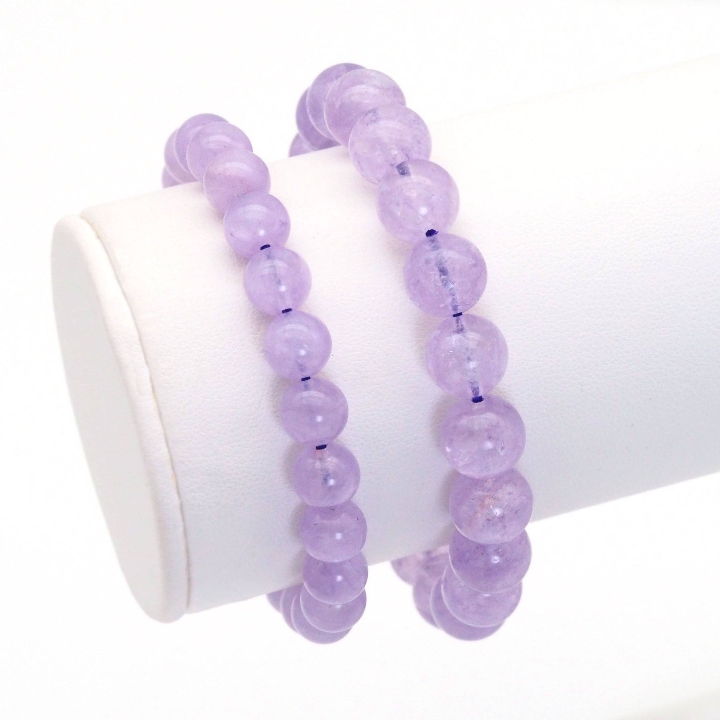 Genuine Lavender Jade Round Stretchy Bracelet, Sku#EF414