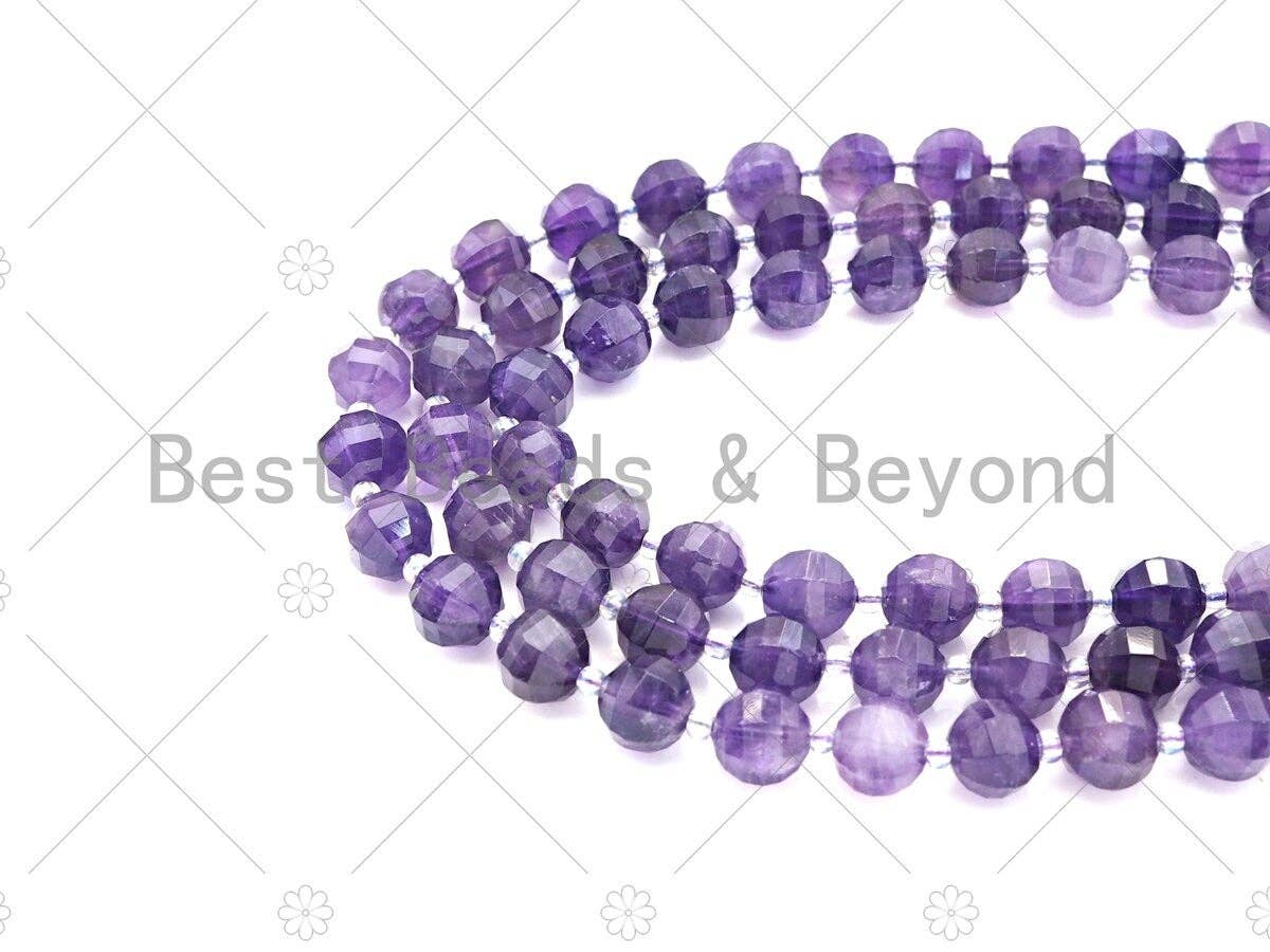 New Cut!!! Natural High Quality Round Latern Cut Amethyst Beads, 10mm Genuine Amethyst Beads, 15.5'' Full Strand, Sku#U1119