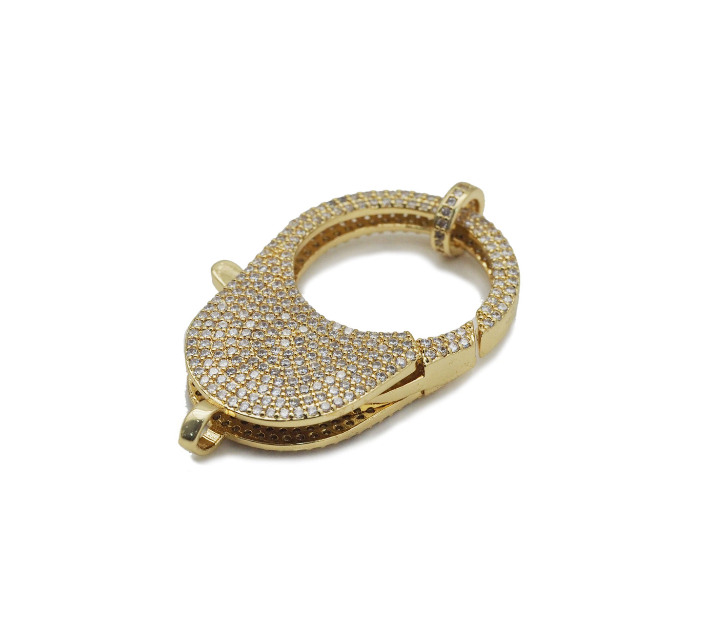 CZ Gold Oval Lobster Clasp, Sku#H341/H104