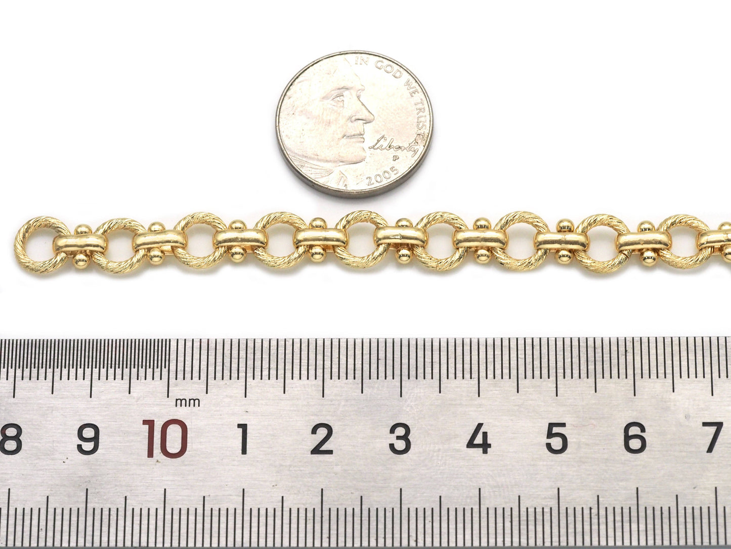 High Quality Textured Round Link chain with T Bar by Yard, Sku#LS31