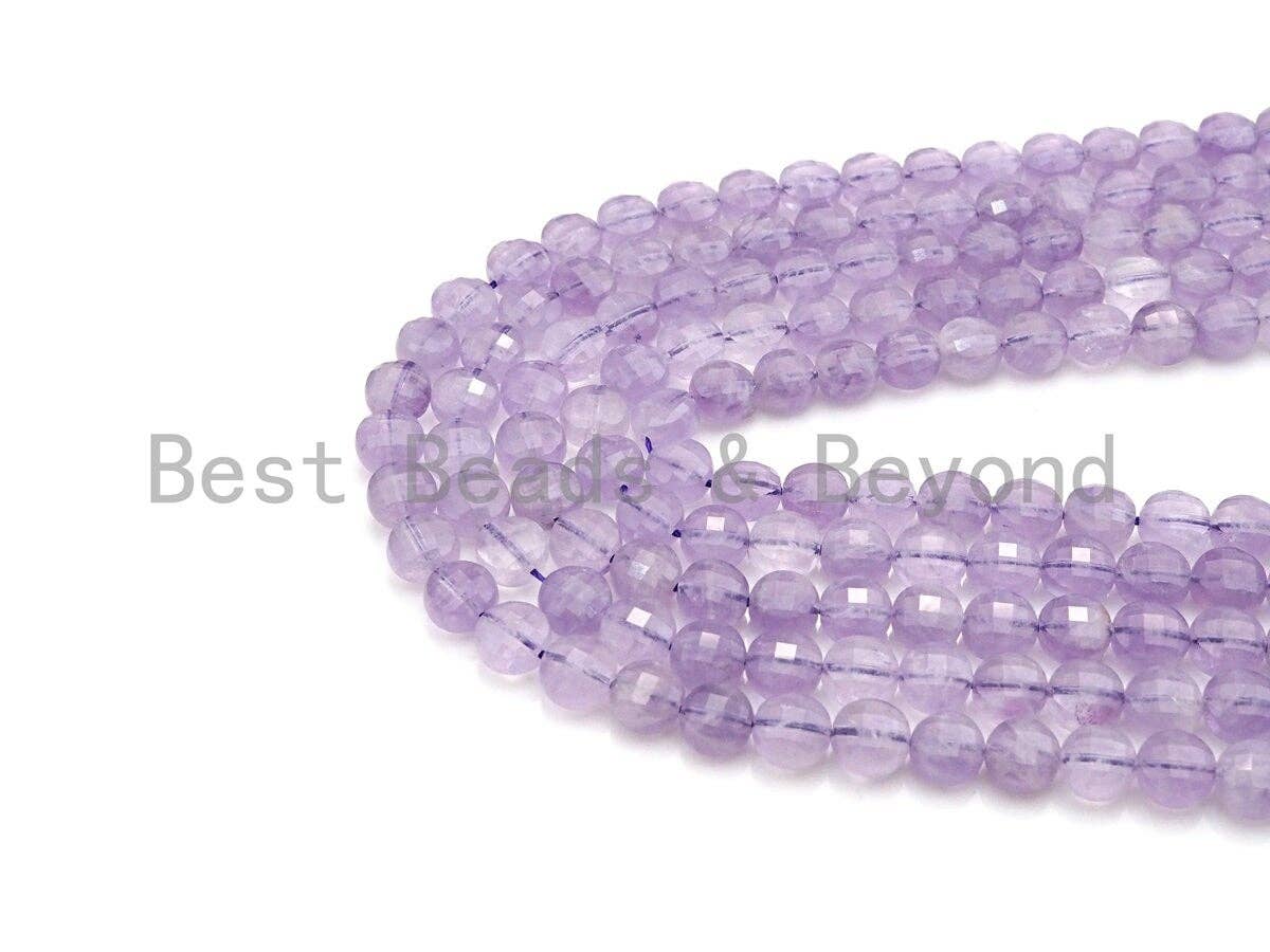 High Quality Natural Checkerboard Cut Lavender Jade Coin Shape beads, 8mm Turtle Shell Cut Lavender Jade Beads, 16" Full strand, sku#UA47