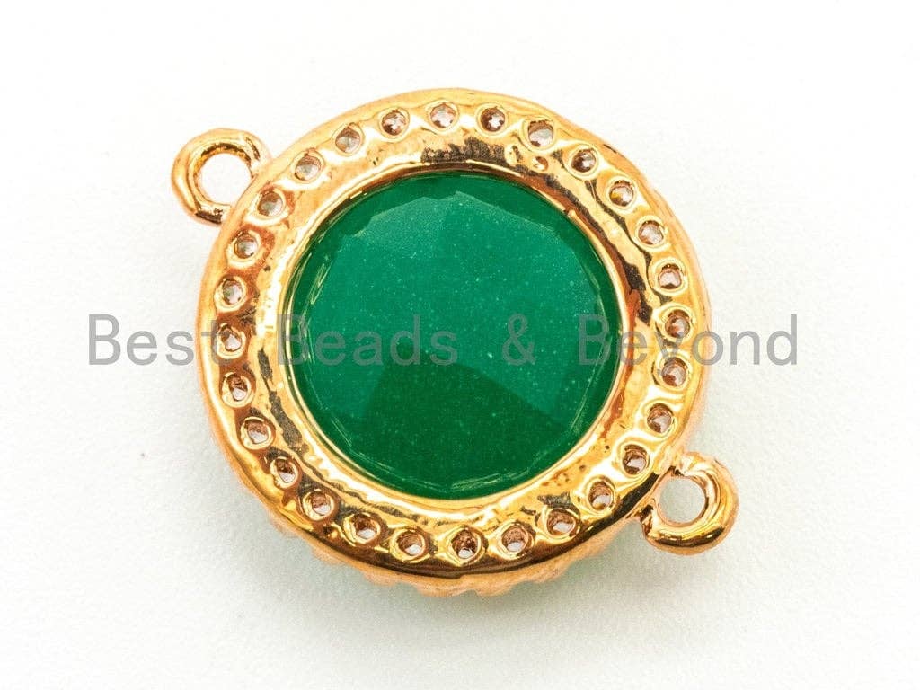 Round Bezel Cnnector with Faceted Glass, 14x19mm, sku#A76