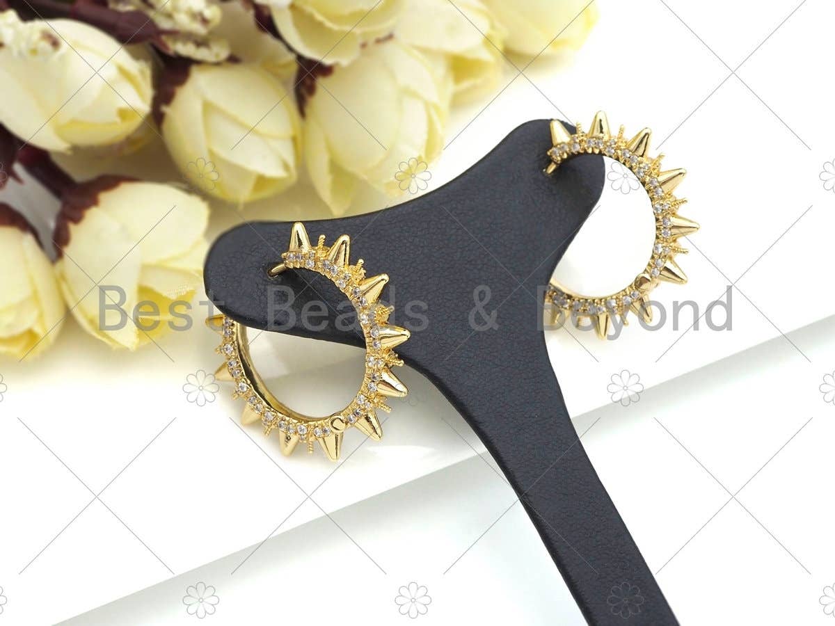 CZ Micro Pave Spike earrings, Sku#J305