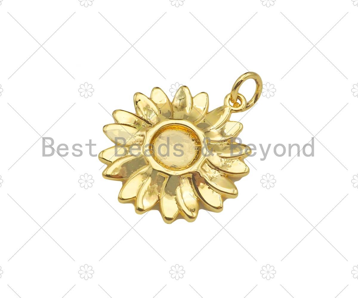 Gold Filled Daisy Flower Shape Pendant/Charm, 18x20mm,Sku#F1401C