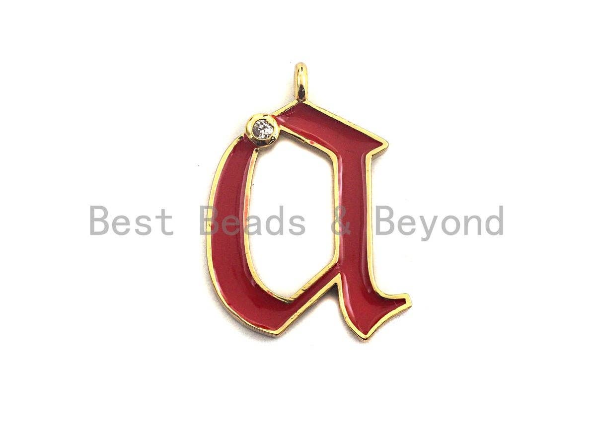 Enamel pave alphabet letter, Alphabet Charms, Initial Alphabet Letters, Custom Naming Pendants, Initial Letter a Pendant,17x23mm, sku# B121
