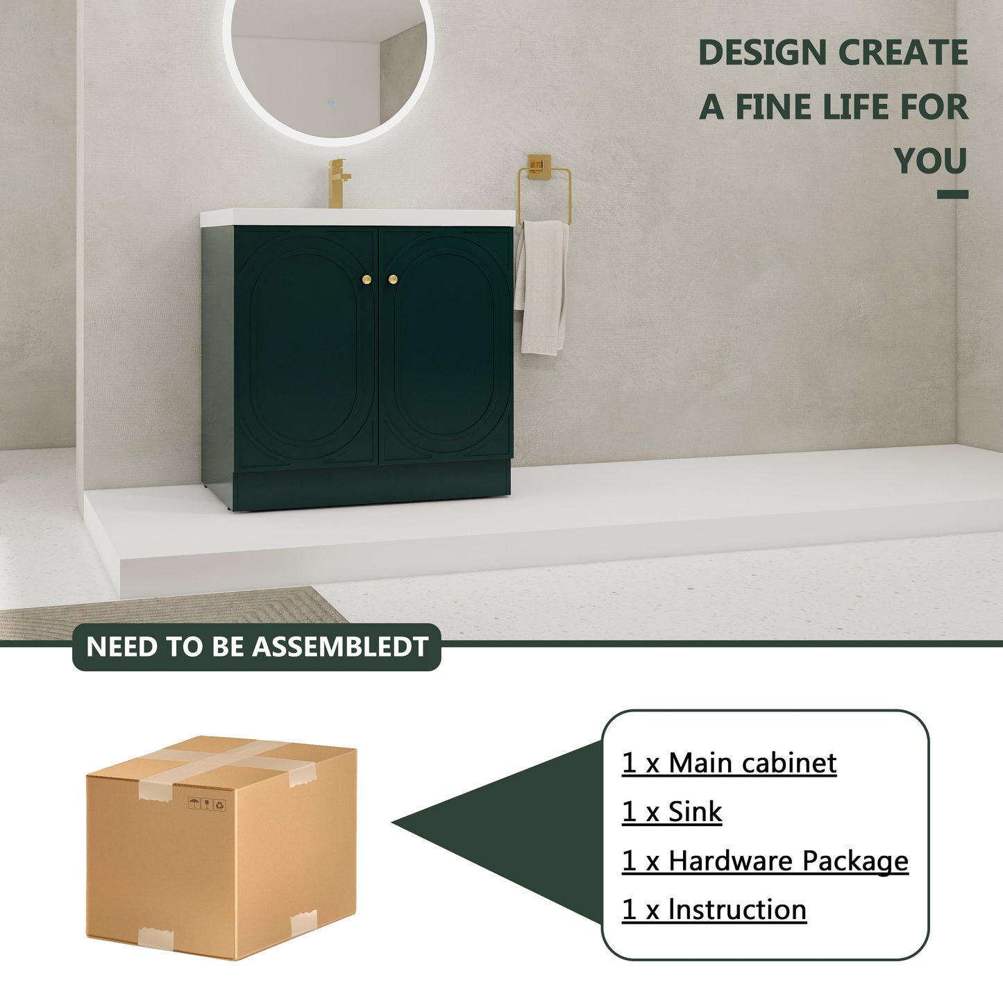 36" Freestanding Bathroom Vanity
