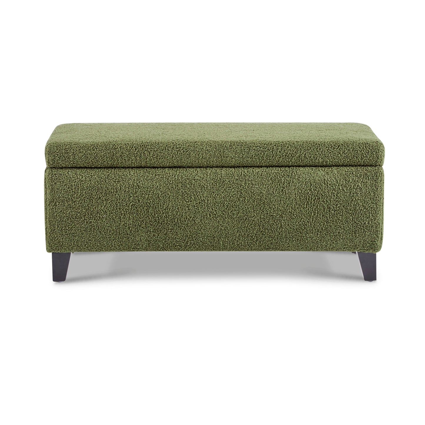 Storage Ottoman with Flip-Top Lid, Easy Assembly, Boucle Fabric & Rubber Wood Legs, Retro