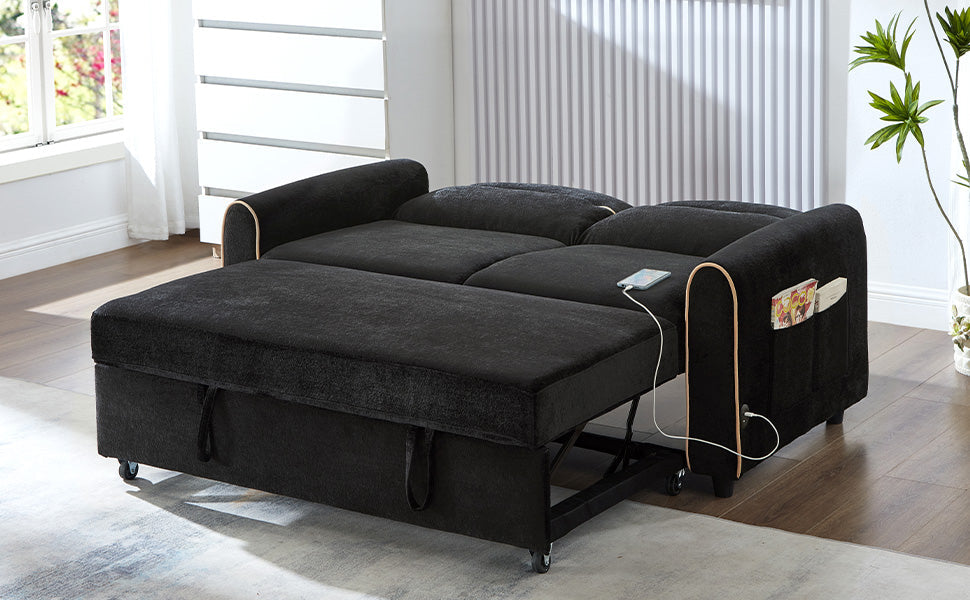 Chenille Pull Out Sofa Bed