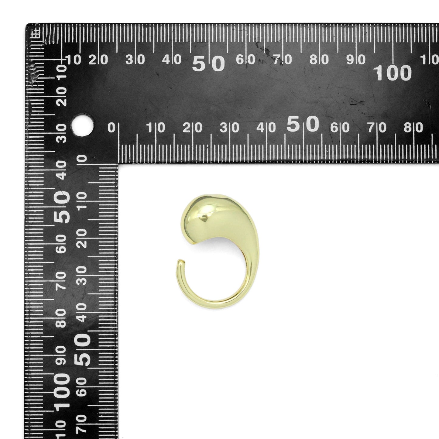 Plain Gold Silver Chunky Comma Adjustable Ring, Sku#A398