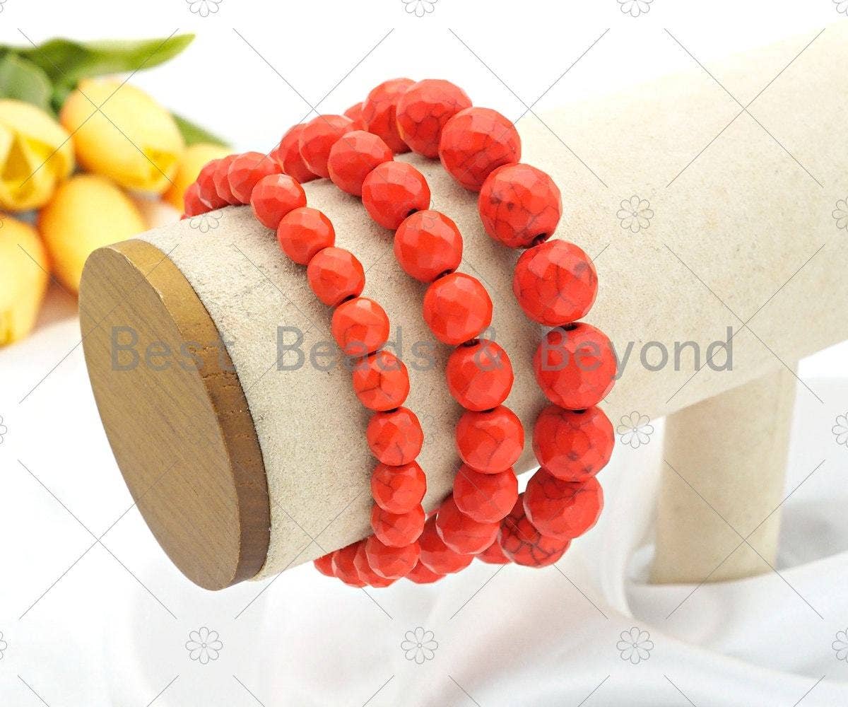 Orange Howlite Stretchy Bracelet, SKU#EF43
