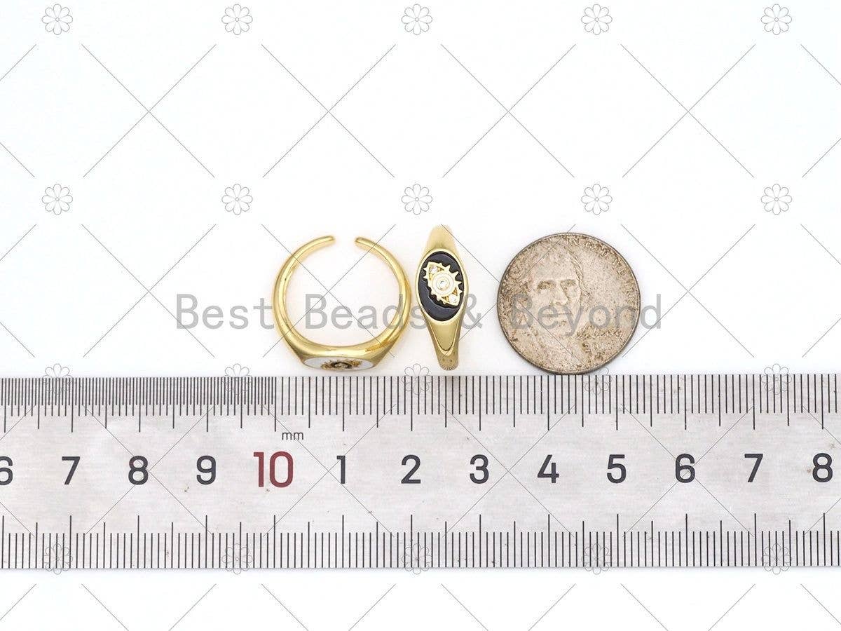 CZ Evil Eye on Enamel Oval Shape Adjustable Ring, Sku#Y543