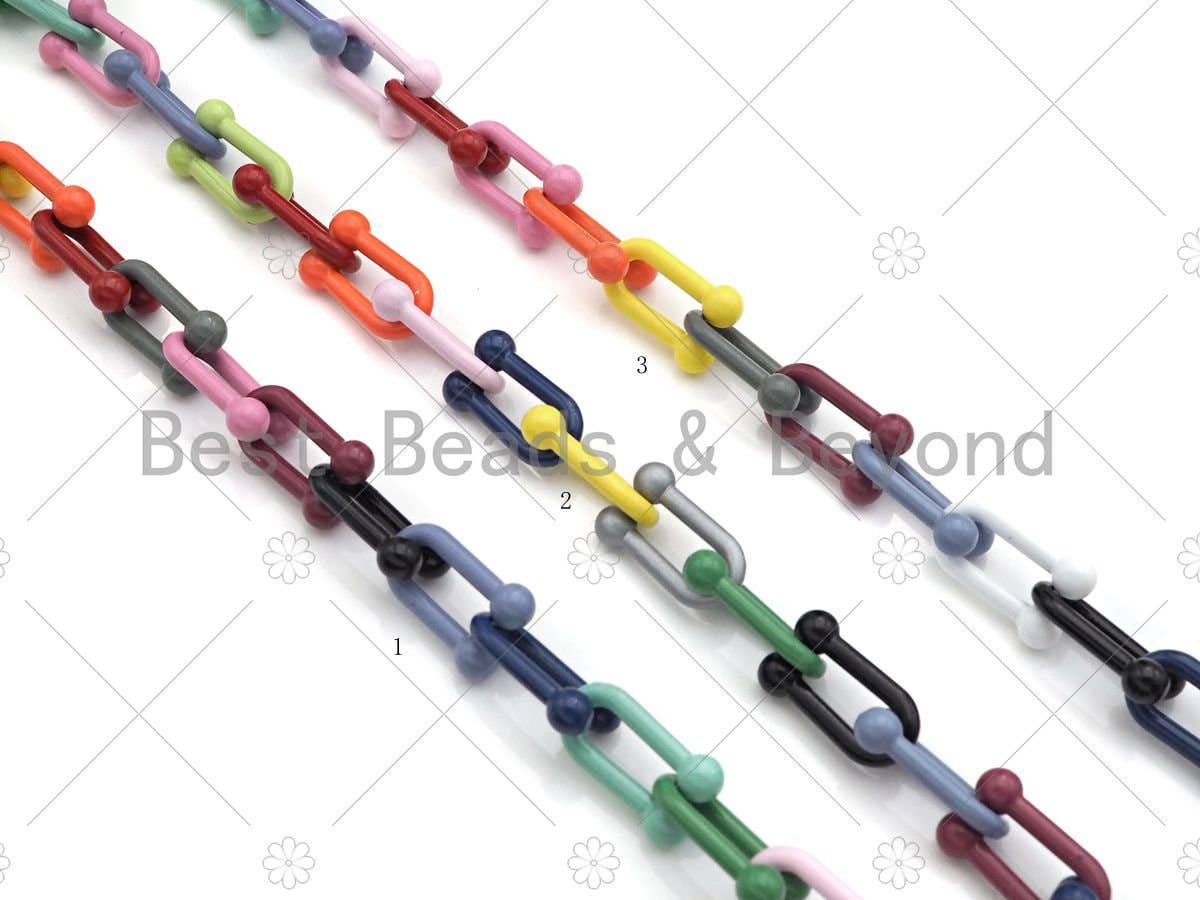 6x12/10x15mm Rainbow Enamel Pop Chain, Colored U Link Chain, Colorful Chain Link Necklace, Enamel Chain, U Shape Enamel Chain, sku#M386