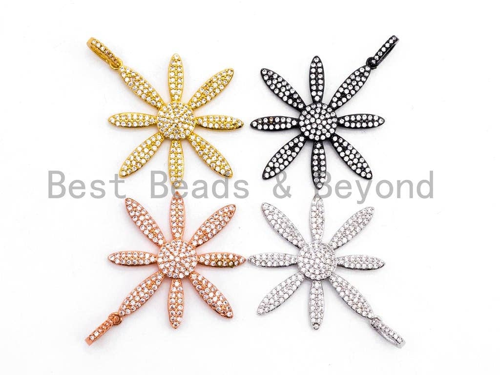 CZ Clear Micro Pave Flower Pendant, Sku#F407/B158