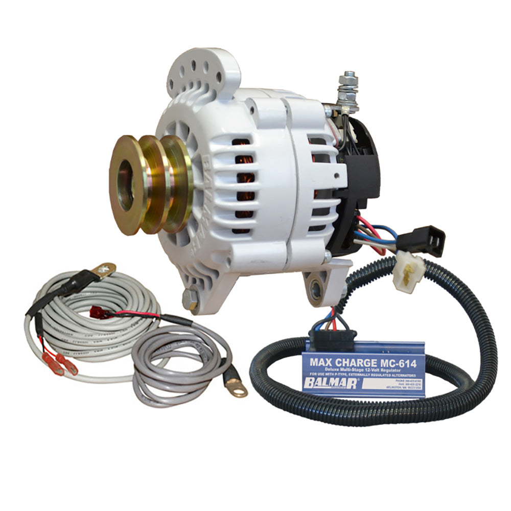 Balmar オルタネーター 120 AMP キット 12V 3.15" デュアルフットサドル デュアルVプーリー レギュレーター 温度センサー [60-YP-MC-120-DV]
