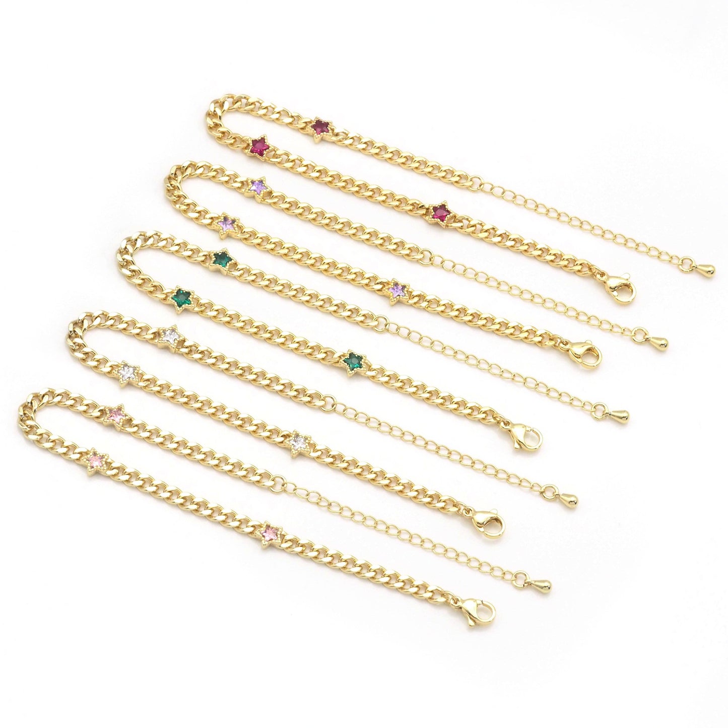 Gold Cuban Chain Star Necklace,sku#LX227