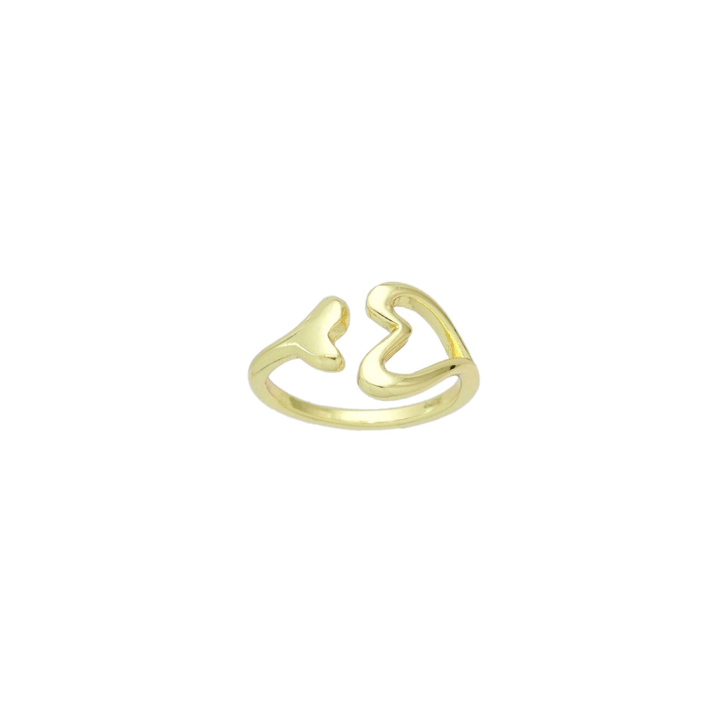 Gold Heart whale tail Adjustable Ring, Sku#LX651