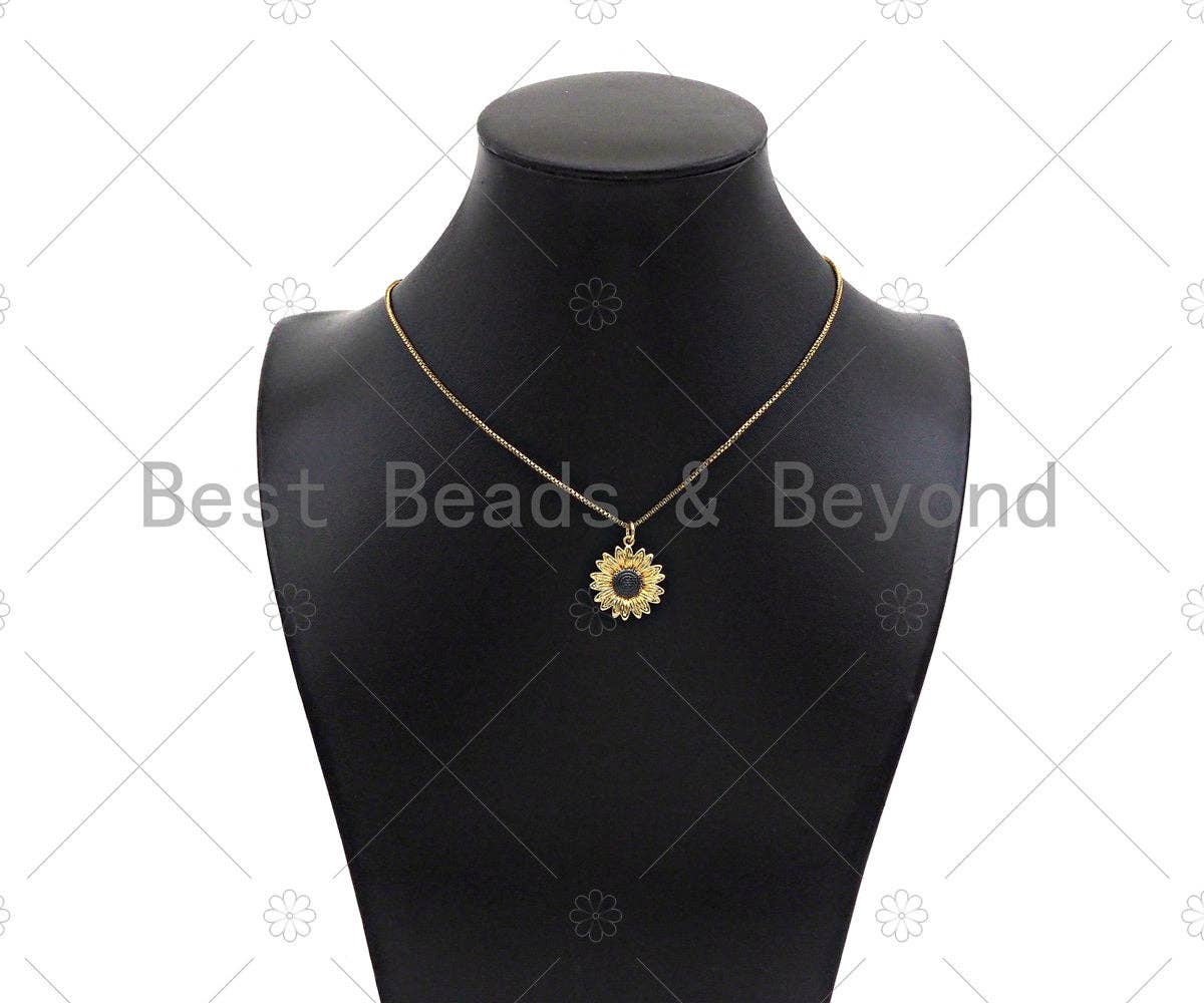 Gold Filled Daisy Flower Shape Pendant/Charm, 18x20mm,Sku#F1401C