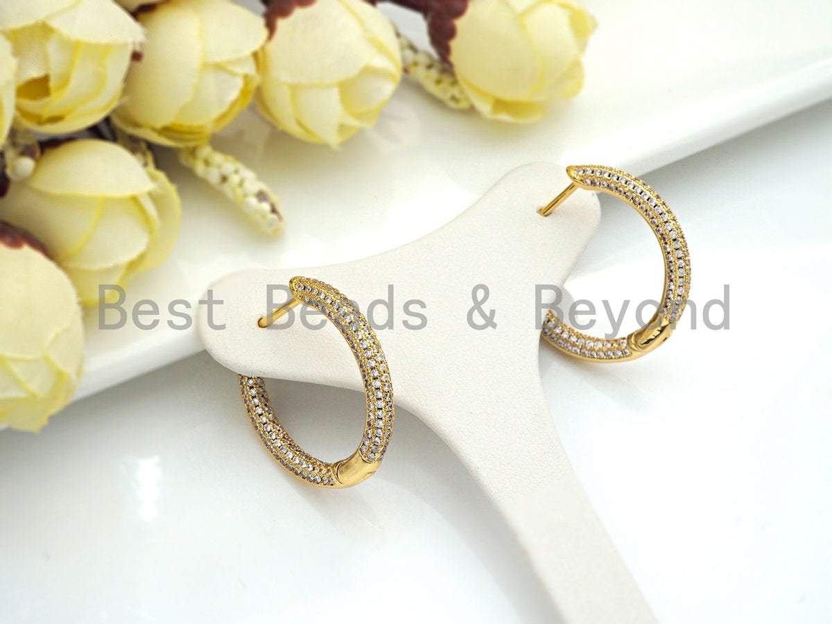 CZ Huggie Hoop Earrings, Sku#J258