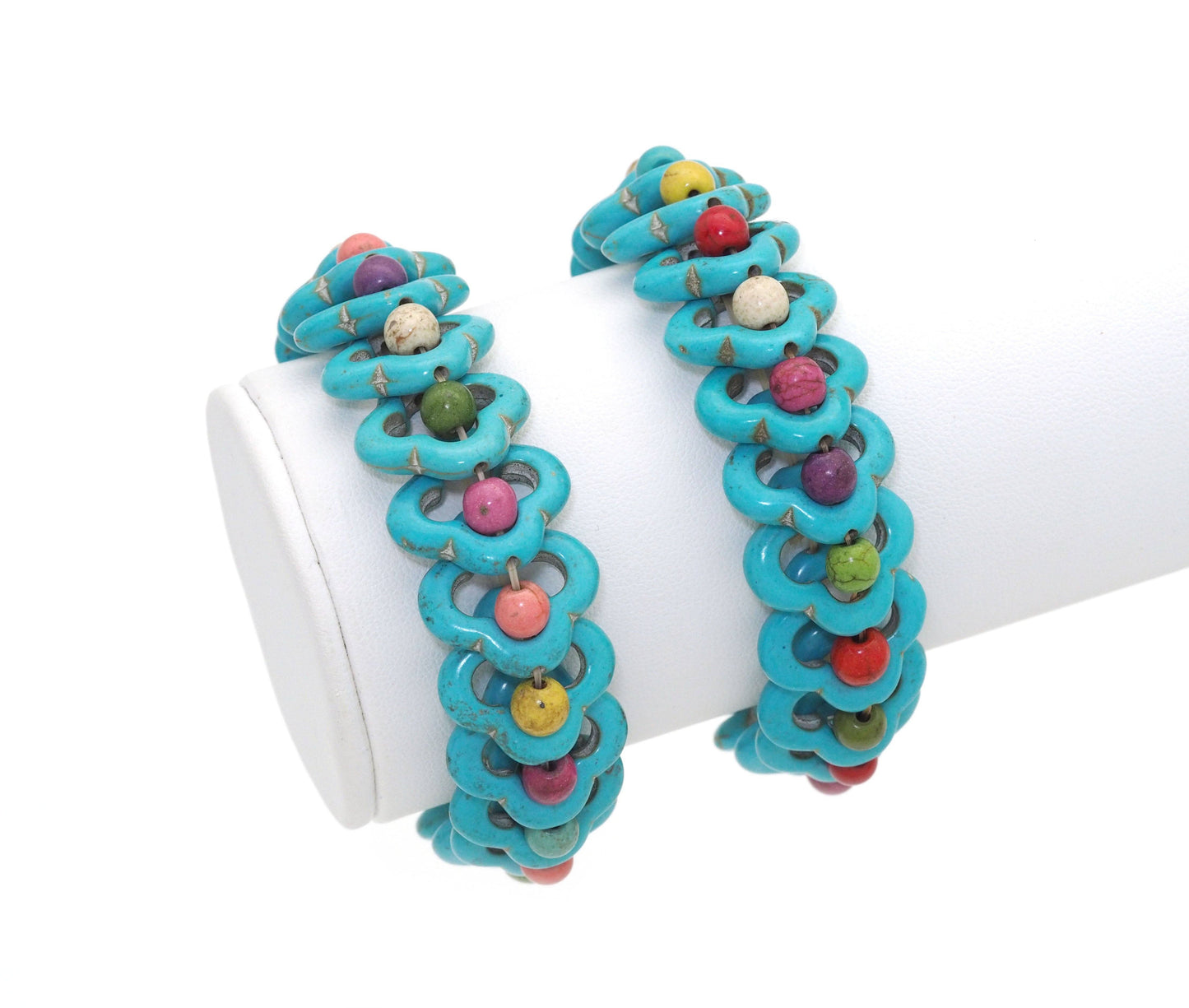 Clover Blue Turquoise Stretch Adjustable Bracelet, Sku#U1459