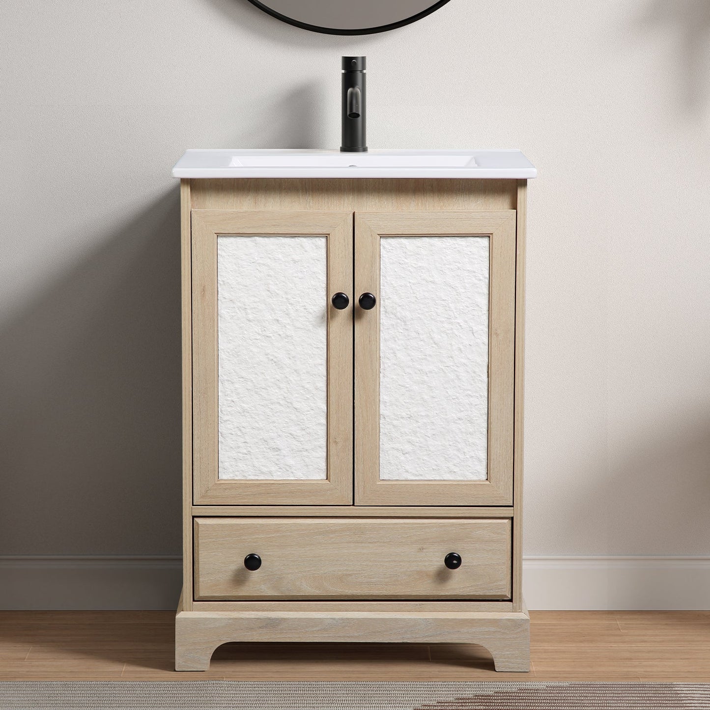 Modern Bathroom Vanity with Ceramic Basin and Drawer