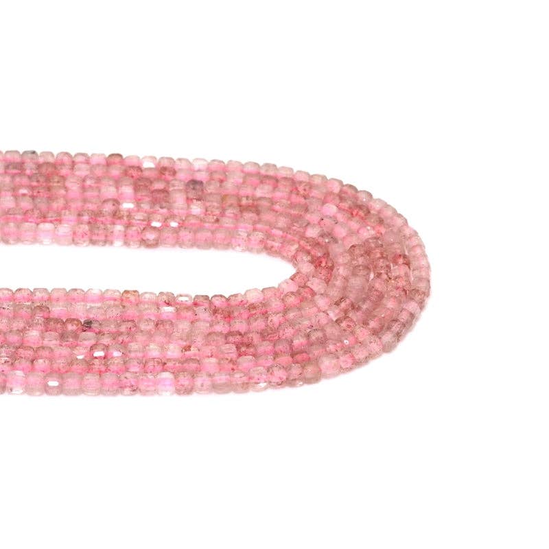 Genuine Strawberry Quartz Faceted Cube Beads, 2.5mm, Sku#U1555