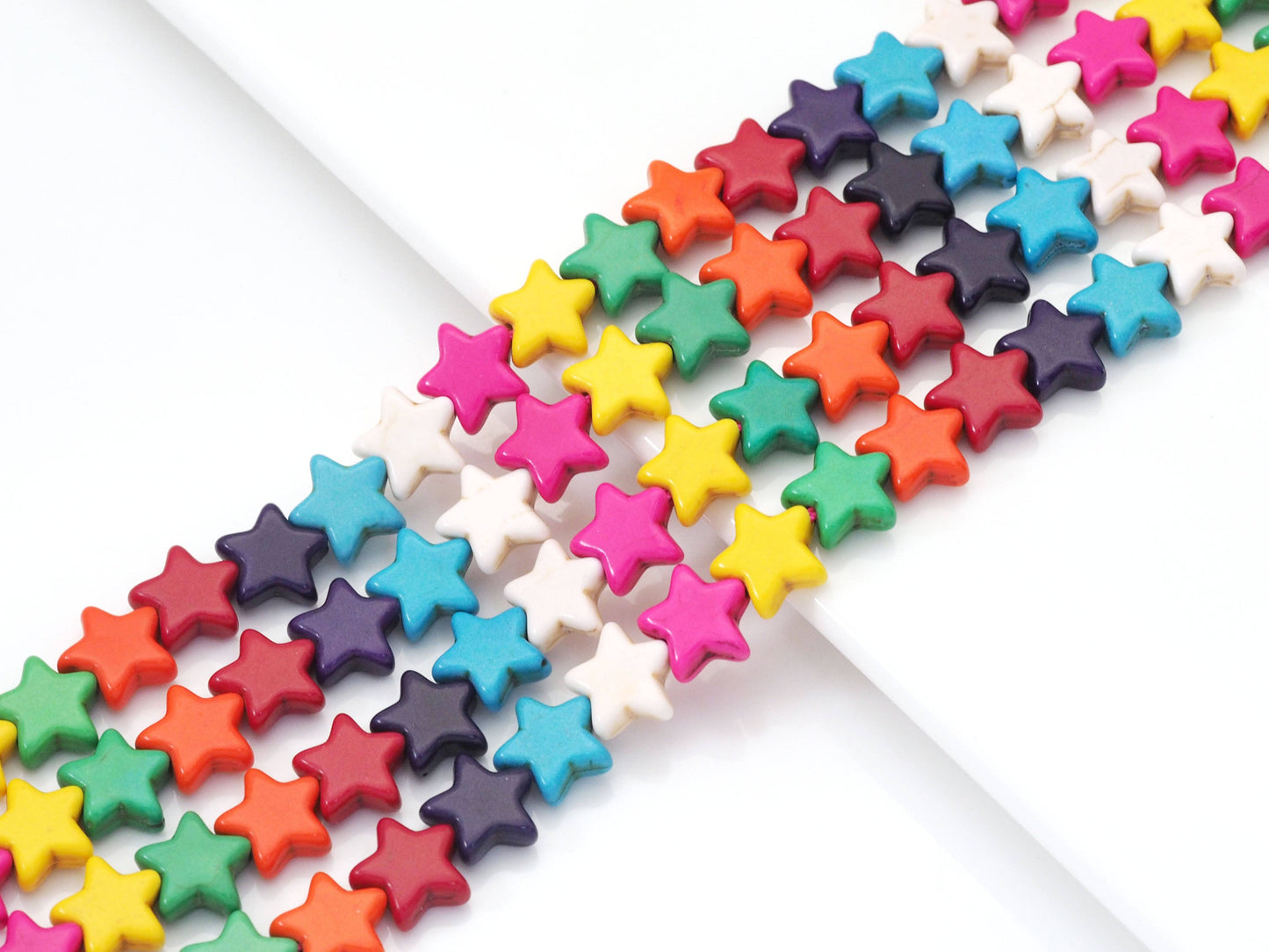 12mm Multicolor Howlite Smooth Star Beads, Sku#U1444