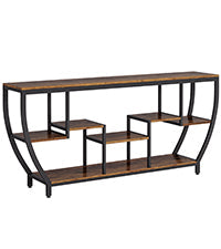 70.9” Industrial Console Sofa Table with 7-Tier Storage Shelves