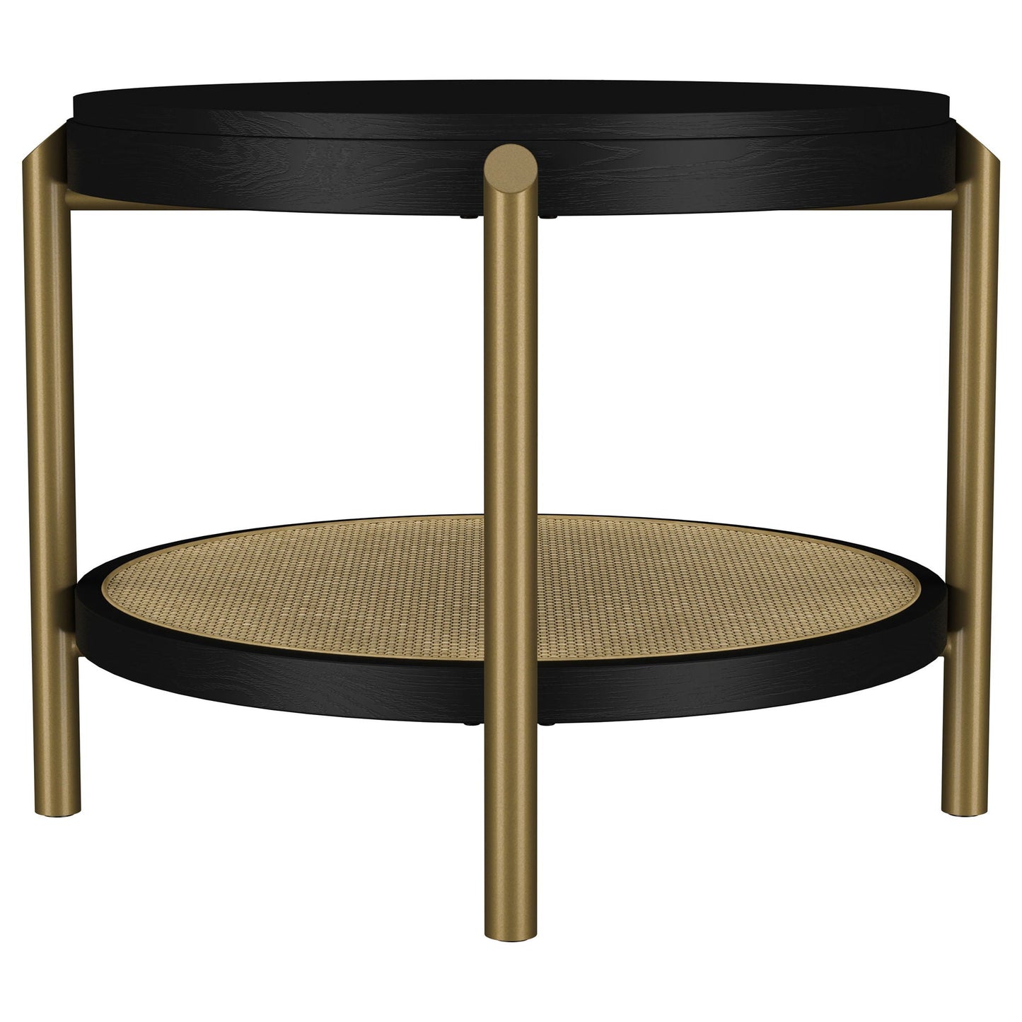 Arini Round End Side Table With Storage Shelf Black