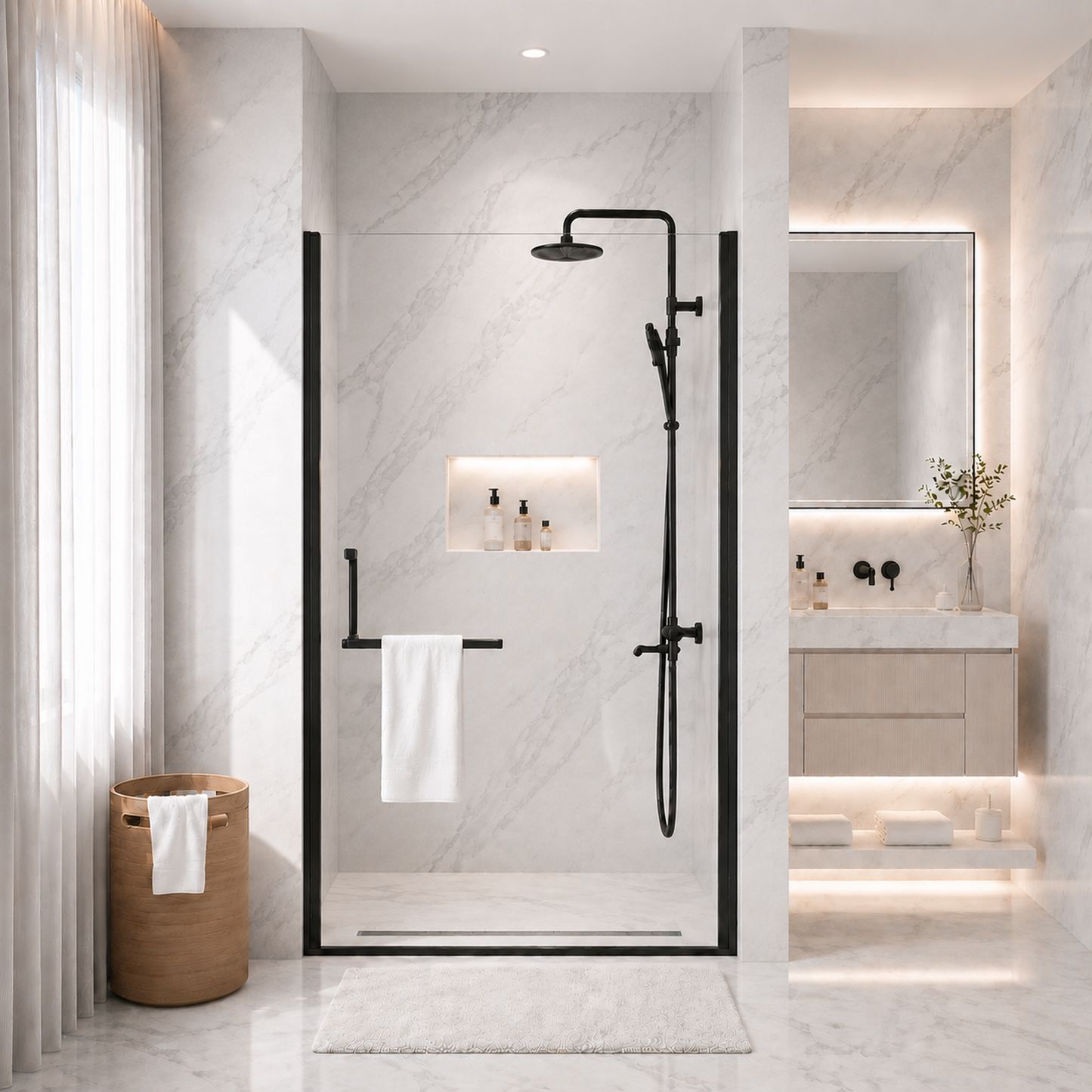 34" -35.2''x 72" Semi-Frameless Pivot Shower Door