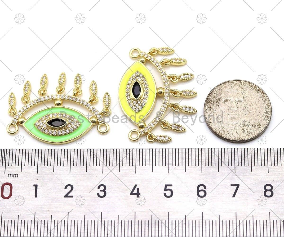 CZ Micro Pave Enamel Colorful Evil Eye With Teardrop Shape Pendant, 18K Gold Filled Evil Eye Charm,Necklace Bracelet Charm Pendant,Sku#L636