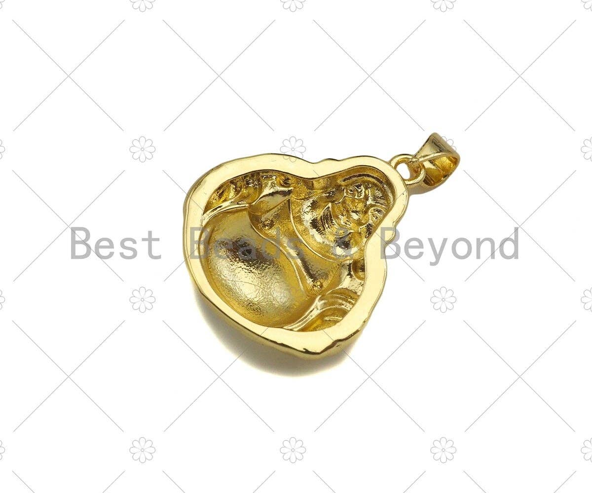 18K Dainty Gold Buddha Shape Pendant/Charm,Gold Religion Charm, Necklace Bracelet Charm Pendant,19x22mm,Sku#LK298