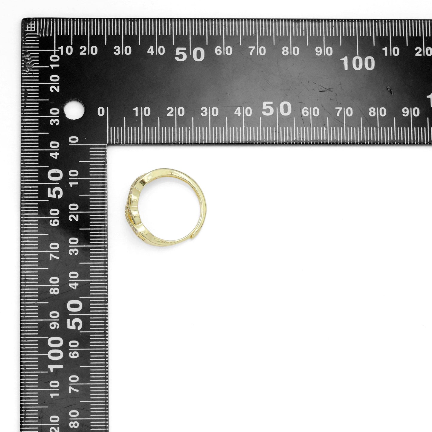Baguette CZ Twisted wave line Adjustable Ring, Sku#LD594