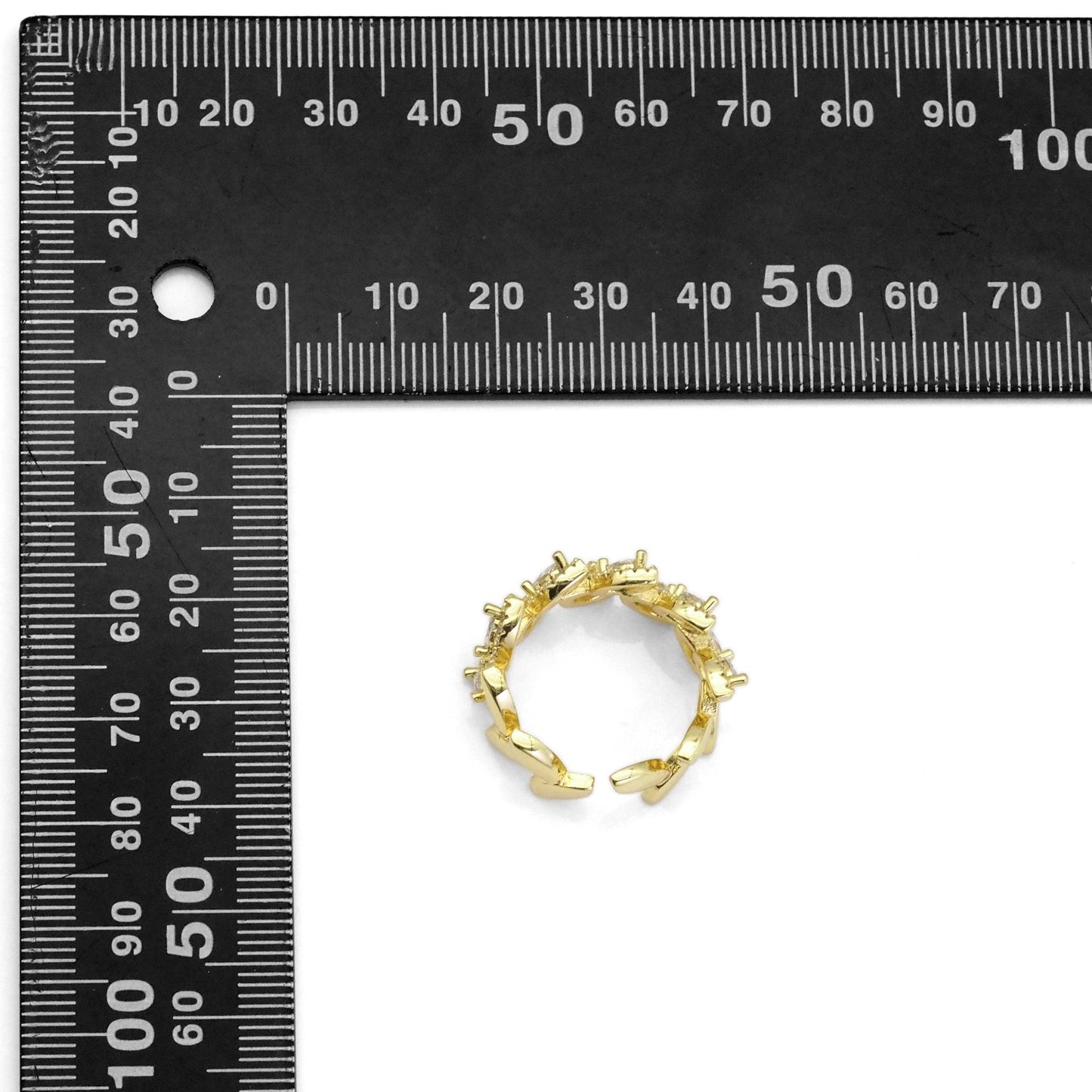 Gold Clear CZ Olive Branch Adjustable Ring, Sku#LX266