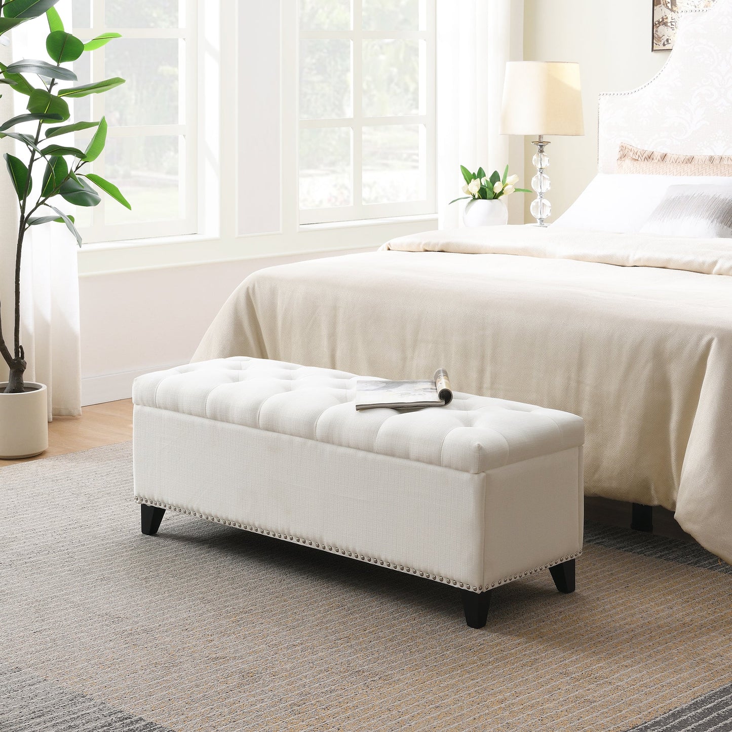 47.5" Storage Ottoman with Safety Close Hinge