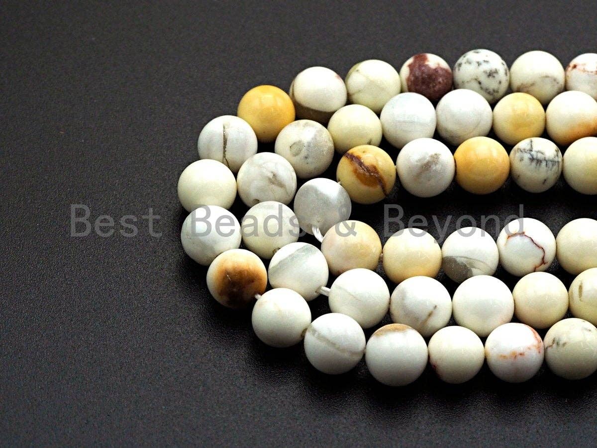 Natural Smooth Ivory Jade, 6mm/8mm/10mm/12mm, 15.5" Full Strand, Sku#U650