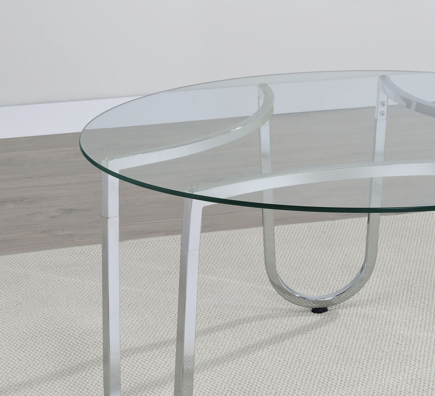 Beller Round Tempered Glass Top End Side Table Chrome